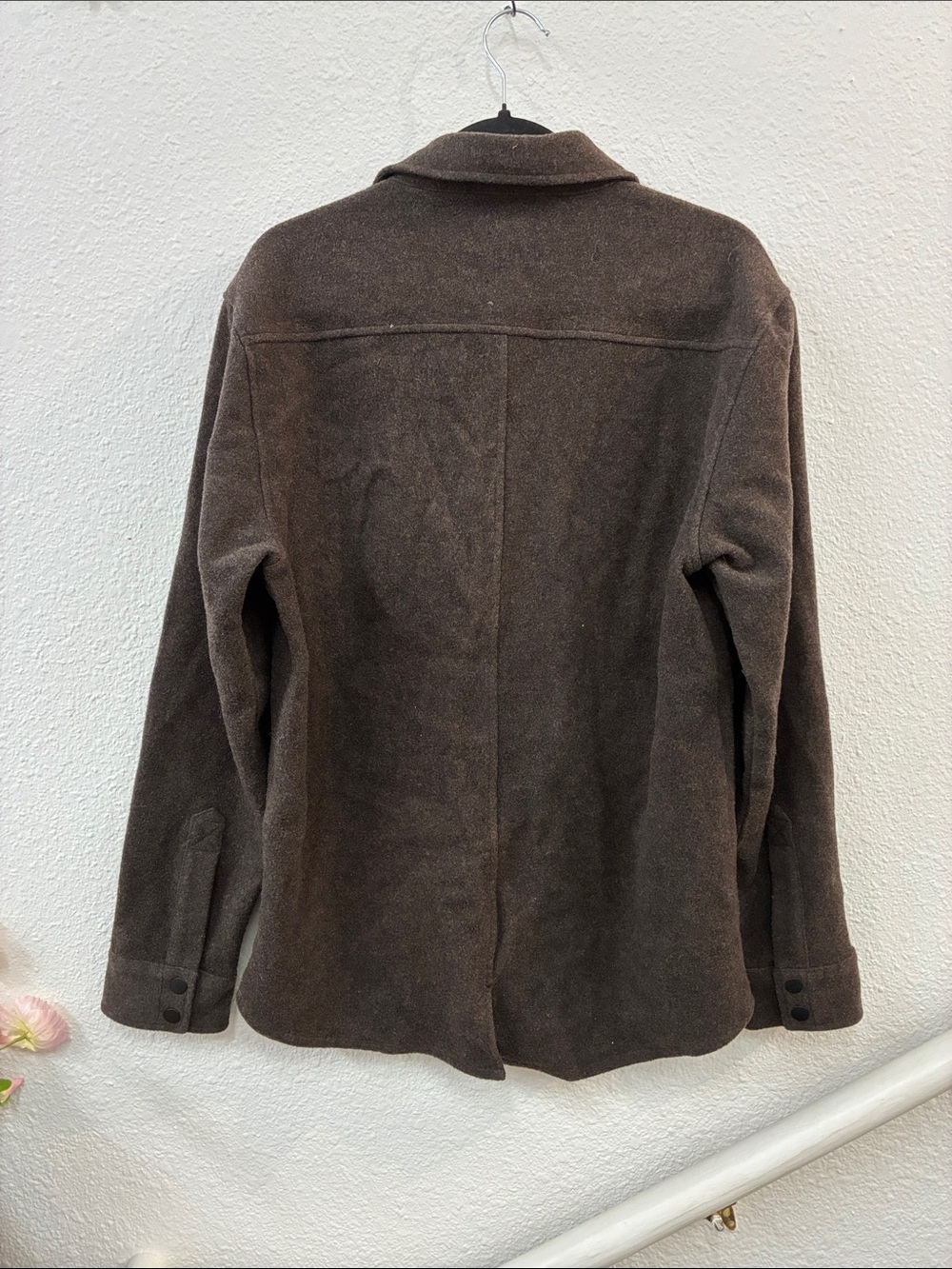 Woolx Wilder Mens Medium Brown Snap Flannel Shacket Merino Wool‎ Jacket - Picture 6 of 9